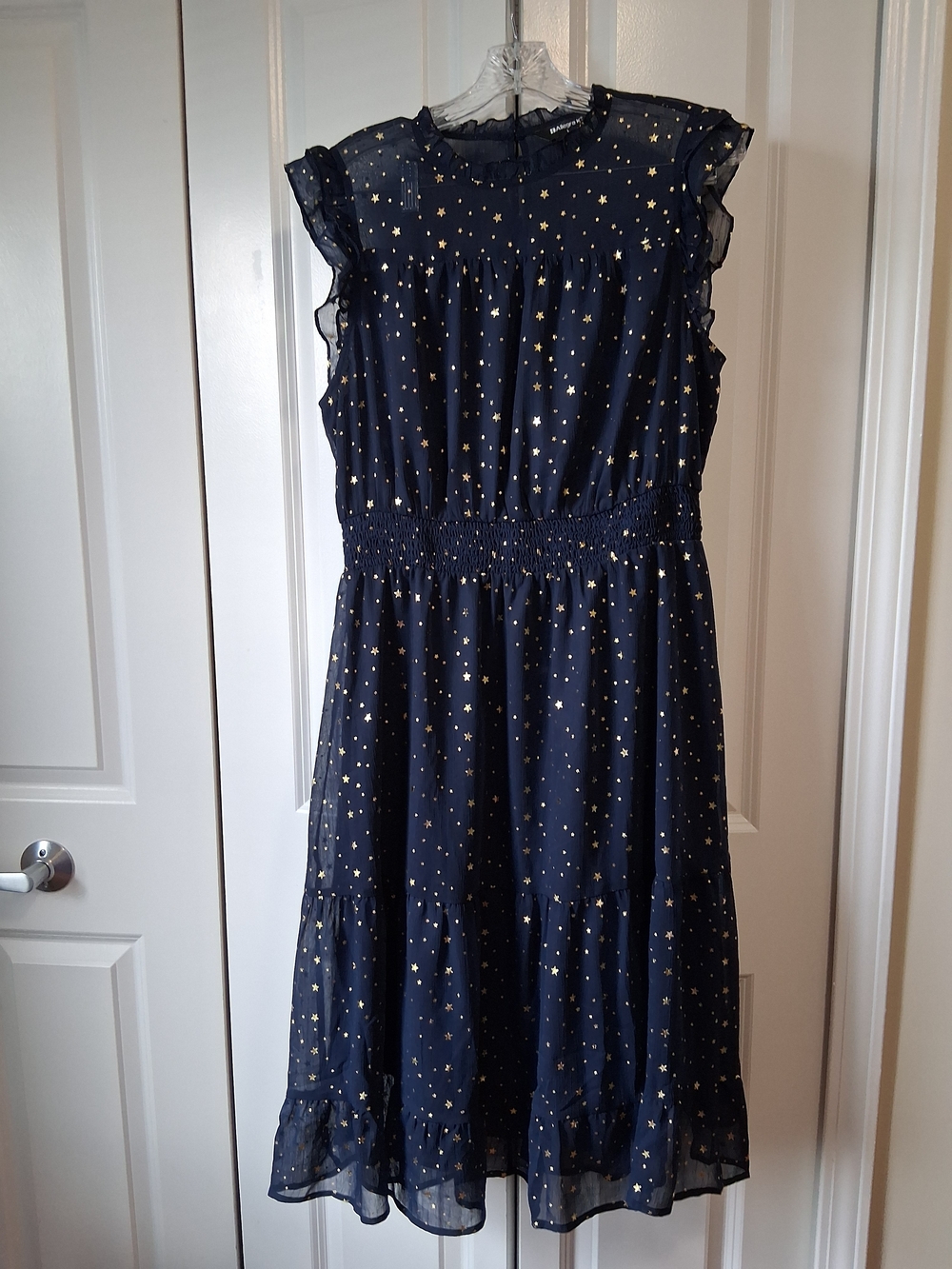 Allegra K Navy Dress with Gold Star Pattern